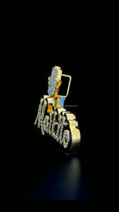 Colgante de diamantes de moissanita personalizado con esmalte negro exterior 925 plateado y dorado Hamsa Hand Bail - Product Image 4