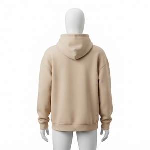 Sudadera con Capucha Beige para Mujer, Estilo Casual, Holgada, con Forro Polar, Personalizable con Logotipo, Ropa Urbana - Product Image 4