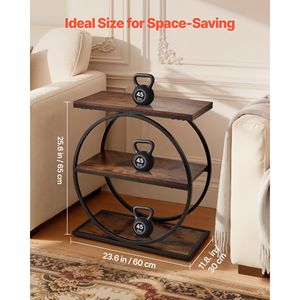 Modern 3-Tier 3-Der Narrow Side <b>Table</b> with Open <b>Storage</b> Shelves Wood Sofa <b>Console</b> <b>Table</b> Bedside Nightstand Desk Metal Frame - Product Image 3