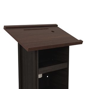 Leggio Moderno in Legno Alto 44 Pollici con Supporto per Microfono, 1 Ripiano Scorrevole e 1 Ripiano Fisso, per Scuole e Chiese - Product Image 6