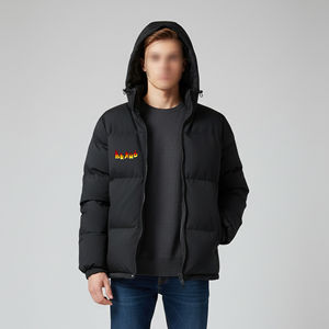 Veste d'hiver pour homme, coupe décontractée, couleur unie, logo brodé personnalisé sur le col, logo sur le devant, vêtement décontracté, rembourrage en coton léger - Product Image 6
