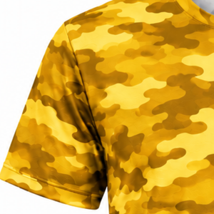 <b>Gold</b> Camo T <b>Shirt</b> Men Short Sleeve Crew Neck Camouflage Printed Sports Training Running Gym Workout Performance Athletic - Product Image 3