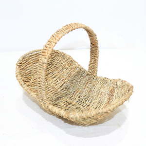 Nouveau panier de jardin en jonc de mer tressé à la main, design bateau, pour fleurs et rangement de pain, avec poignée - Product Image 6