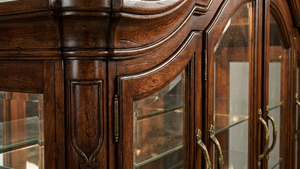 Armoire de salon traditionnelle en bois massif avec portes vitrées style Shaker, 3 tiroirs, sans étagères, style antique, meubles de maison - Product Image 3