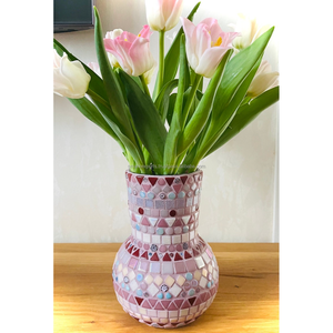 Vase à fleurs moderne en mosaïque écologique fait à la main, rose élégant, magnifique support décoratif pour la maison, le bureau, le salon - Product Image 1