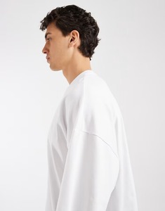 Camiseta de Algodón Blanca para Hombre, Cuello Redondo, Manga Corta, Talla Grande, Corte Regular, Color Sólido, Tejido Jersey - Product Image 2