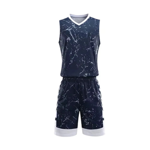 Custom Navy White Marble Basketball Uniform Set Breathable Quick Dry Sublimation Jersey Shorts Team Sportswear - Product Image 1