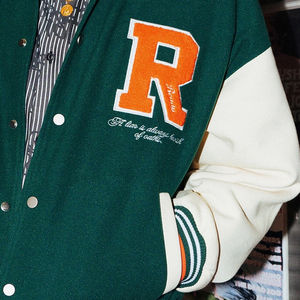 Wholesale OEM Custom Leather Sleeve Varsity Jacket Blank Vintage Latest Style Thick Wool Winter Mens Varsity Bomber Jackets - Product Image 6