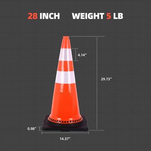 Lot de 12 cônes de signalisation robustes avec colliers réfléchissants et base lestée, cônes de sécurité en PVC pour parking - Product Image 2