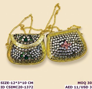 Craftstages International Handmade Kundan Mosaic Iron <b>Clutch</b> Bag Evening Party Multi-Function <b>Pearl</b> Stone Embellishment Beading - Product Image 3
