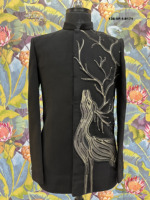 Costume Jodhpuri Géométrique de Luxe pour Homme, Noir Jais, Broderie de Perles de Verre, Travail Dhaga en Soie Ton sur Ton, Tenue Formelle de Mariage Bandhgala