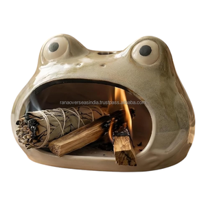 Brûleur en céramique haut de gamme en forme de grenouille pour Palo Santo avec chambre à feu pour purification spirituelle, méditation, bien-être et décoration intérieure - Product Image 2