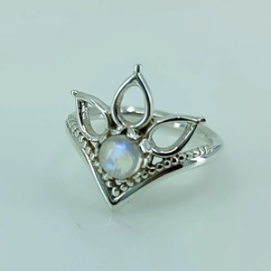 Rainbow Moonstone Round <b>Ring</b> 925 Sterling <b>Silver</b> Handmade <b>Statement</b> Promise <b>Ring</b> for Women June Birthstone Fine Jewelry - Product Image 1