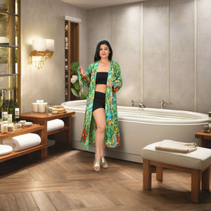 Oferta de Navidad para Adultos: Kimono de Algodón 100% de Alta Demanda, Bata de Dormir Cómoda y Elegante con Cuello en V y Cierre con Cordón - Product Image 1