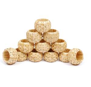 Luxury White Rattan Napkin Ring Holder For Party <b>Wedding</b> <b>Top</b> Table Organizer Handmade Round Napkin Ring at Low Prices - Product Image 2