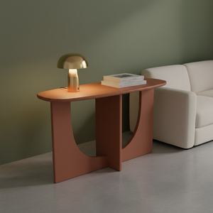 TABLE DE CONSOLE / TABLE D'APPUI en bois d'hévéa durable et placage de chêne MDF pour salle à manger et restaurant, décoration intérieure, couleur marron - Product Image 3