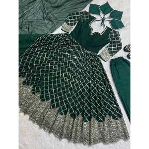 ND Robe et pantalon musulmans traditionnels Anarkali de créateur avec Dupatta dans un nouveau style fantaisie vert taille L - Product Image 2