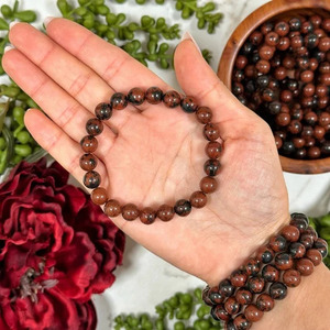 Pulsera de Piedras Preciosas de Obsidiana de Caoba Natural al por Mayor, Cuentas Redondas, para Hombres y Mujeres - Product Image 3