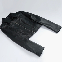 Veste en cuir véritable pour femme, coupe ajustée, style motard, en peau de mouton souple, zippée, streetwear de luxe, noire
