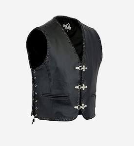 Chaleco de cuero negro sin mangas para motocicleta para hombre, tallas S a 3XL - Product Image 1