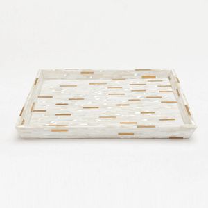 Plateau de service contemporain en nacre, fait main, de luxe, décoratif, pour la table et le service - Product Image 2