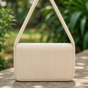 Bolso Rectangular Lavable Hecho a Mano con Cuentas de Vidrio Bordadas en Poliéster y Patrón de Hojas, Elaborado con Cuidado - Product Image 2