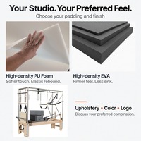 Mesin Olahraga Pilates Reformer Kayu Maple Komersial 3-in-1 dengan Per Musik, Per Kawat, dan Roller Senyap untuk Kelas Kelompok