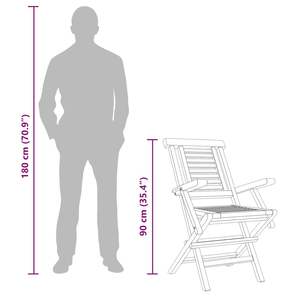 Ensemble de 8 chaises de jardin pliantes en teck massif naturel, taille moyenne - Product Image 6