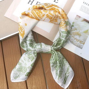 Pañuelo Cuadrado de Seda de Lujo con Estampado de Albaricoques 70*70cm para Mujer, Suave Satén, Diadema, Pañuelo para el Cuello, Lazo, Cinta para el Pelo, Foulard, Cinta para Bolso, Regalo - Product Image 1