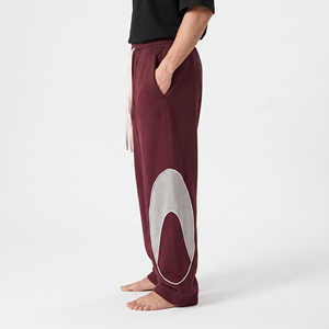 Pantalon de survêtement homme bicolore en coton épais, coupe large, style streetwear décontracté pour l'hiver - Product Image 6