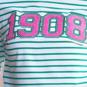   T-shirt à manches longues pour femme 1908, rayé, col rond, décontracté, avec motif graphique, style preppy universitaire, doux, confortable, streetwear, mode - Product Image 4