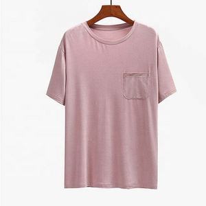 2023 OEM camisetas casuales para hombres transpirables 70% bambú 30% algodón cuello levantado liso Camisetas cuello redondo 100% Material de algodón - Product Image 4