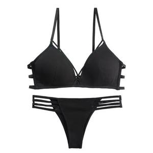Conjunto de Ropa Interior Femenina Sexy de Dos Piezas, Brasier Deportivo y Panties de Algodón 100% para Mujer - Product Image 1
