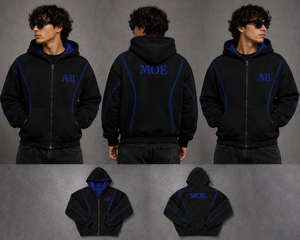 Sweat-shirts à capuche zippés pour hommes, poids lourd, avec passepoil contrastant, en molleton de coton, fabrication OEM en gros, vêtements streetwear - Product Image 5