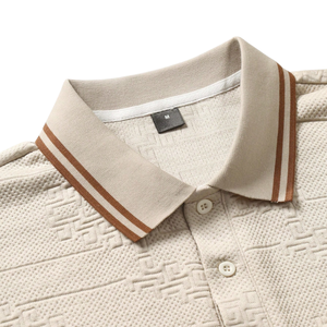 <b>Men</b> Solid Jersey Front Logo for Shirt Short Sleeve Knitted Cotton Casual Breathable Turn Collar Summer Fashion <b>Top</b> OEM Service - Product Image 5