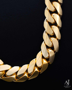 สร้อยคอ AARVA JEWELS ชุบทอง 18K เงินสเตอร์ลิง ดีไซน์ Cuban Link ประดับเพชรโมอิสซาไนต์ สายหนา ตัวล็อกแบบ Iced Clasp เครื่องประดับโดดเด่นสำหรับทุกเพศ สไตล์ฮิป - Product Image 2