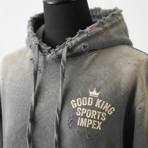 Sudadera con Capucha de Primera Calidad, Estilo Desgastado, Ecológica, Transpirable, de Algodón, Personalizable, Ropa Urbana - Product Image 5