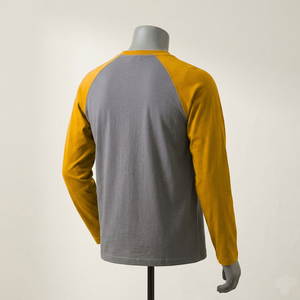 Camiseta de Manga Raglán para Hombre, Personalizada con Logotipo OEM, Etiqueta Privada, 280gsm, Algodón, Color en Contraste, Estilo Casual, Tipo Jersey de Béisbol - Product Image 3