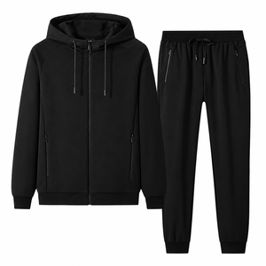 Ensemble de survêtement pour homme avec veste à capuche zippée et pantalon de jogging, 2 pièces, vêtements de sport décontractés, vente en gros - Product Image 3