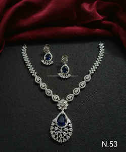 Classique élégant goutte d'eau Design diamant américain plaqué argent clouté Simple collier ensemble correspondant boucle d'oreille ensemble GiftFor femmes - Product Image 6