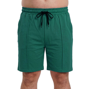 Shorts pour homme en mélange coton-polyester vert forêt avec cordon de serrage à la taille, décontractés, respirants, longueur bermuda, couleur unie, tricotés - Product Image 3