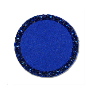 Embroidery Seed Beaded <b>Placemat</b> Multiple Colored Beads Home Decor <b>Coaster</b> Round <b>Blue</b> Beaded <b>Placemat</b> Handmade - Product Image 1
