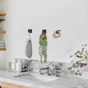 Crochet mural moderne en argent pour salle de bain, forme personnalisée, écologique, garantie à vie, pour rangement de serviettes et cordes, style minimaliste - Product Image 4