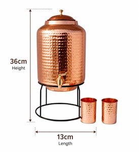 Distributeur d'eau en cuivre avec finition martelée et robinet pour usage domestique - Product Image 2