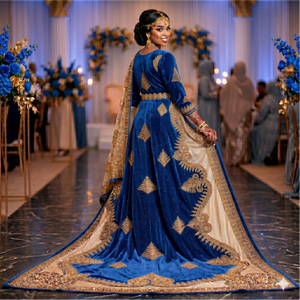 Dirac de mariage somalien de luxe marron chocolat avec broderie dorée complexe, élégance royale et raffinée, et couture haut de gamme - Product Image 2