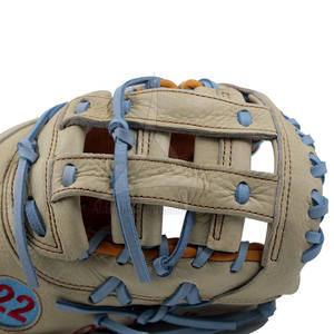 <b>Baseball</b> <b>Glove</b> Infield Orange with Blue Stitching Full Finger H-Web Design Left Handed Throw Durable 11.5 Inch for Adult Players - Product Image 4
