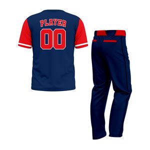 Ensemble d'uniformes de softball personnalisés 100 % polyester, impression par sublimation, respirant, séchage rapide, maillot et pantalon, col ras du cou, tenue d'équipe unisexe - Product Image 2