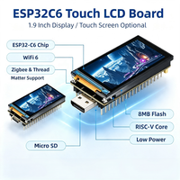 Placa de Desarrollo FYX Stock ESP32-C6 WiFi 6 con Pantalla Táctil LCD de 1.9 Pulgadas, RISC-V, Zigbee, Thread, 8MB Flash, Tipo C, Micro SD, IoT, Módulo HMI