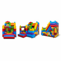 Château gonflable avec toboggan, blocs de construction, parc d'aventure, garderie, matériau PVC écologique, souffleur inclus pour enfants et adultes
