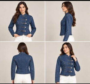 Chaqueta de Mezclilla para Mujer de la Mejor Calidad, Chaqueta de Jeans Azul Informal y Elegante, Prenda Exterior Moderna para Damas, Disponible para la Venta - Product Image 5